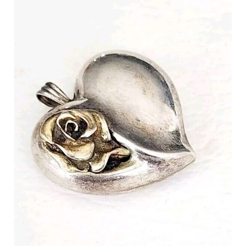 VINTAGE GORHAM STERLING SILVER HEART PENDANT 1.25" 10.71g